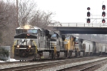 NS 7626 leads train 50A past the signals at Elm 